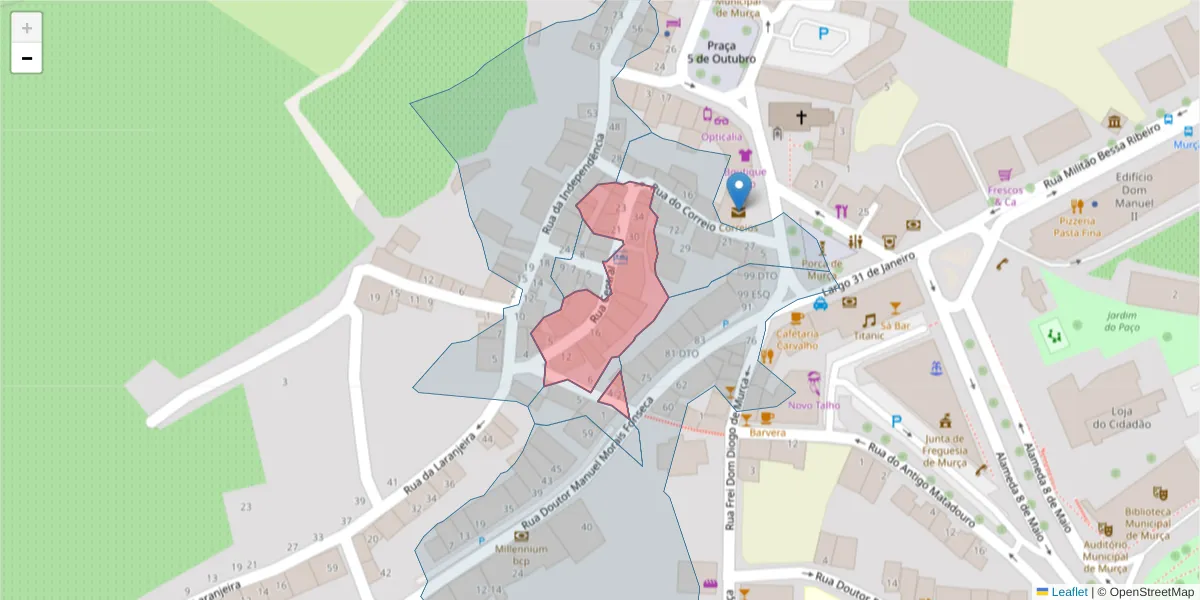 Mapa detalhado do código postal 5090-117 com limites, códigos postais vizinhos e agências dos correios