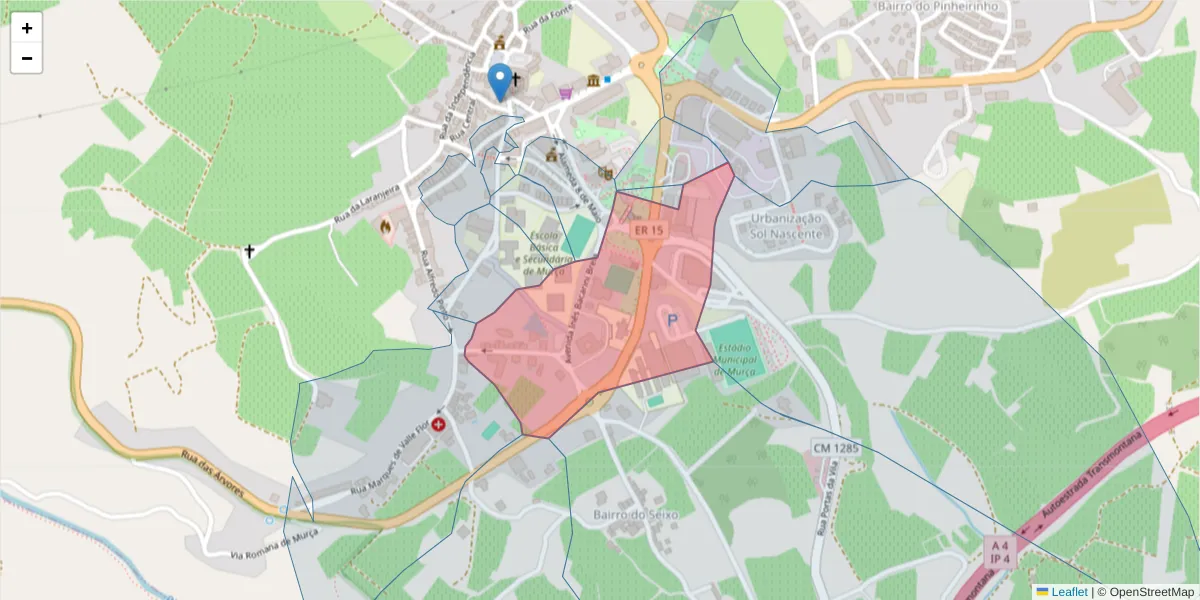 Mapa detalhado do código postal 5090-118 com limites, códigos postais vizinhos e agências dos correios
