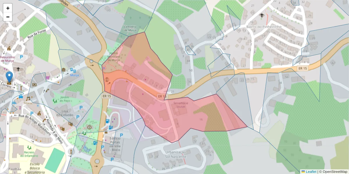 Mapa detalhado do código postal 5090-134 com limites, códigos postais vizinhos e agências dos correios