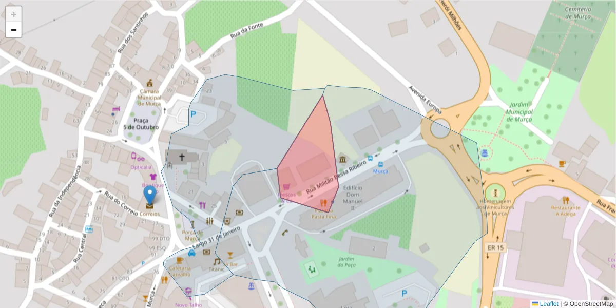 Mapa detalhado do código postal 5090-139 Murça com limites, códigos postais vizinhos e agências dos correios