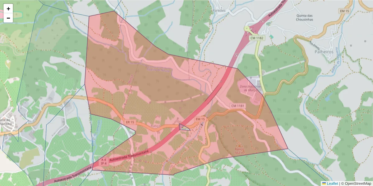 Mapa detalhado do código postal 5090-143 com limites, códigos postais vizinhos e agências dos correios