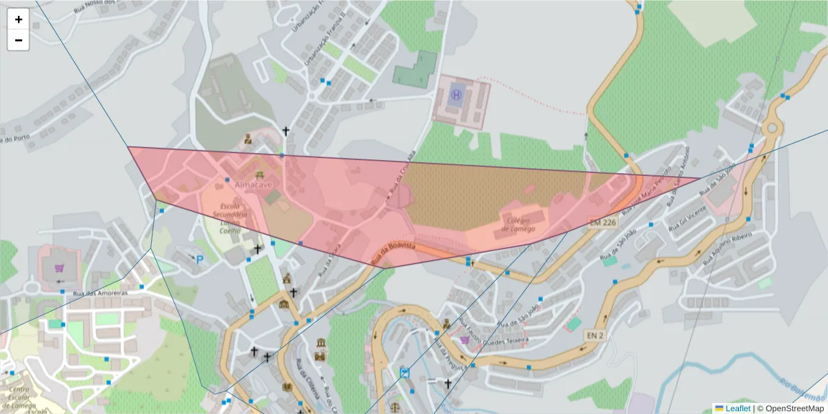 Mapa detalhado do código postal 5100-178 com limites, códigos postais vizinhos e agências dos correios