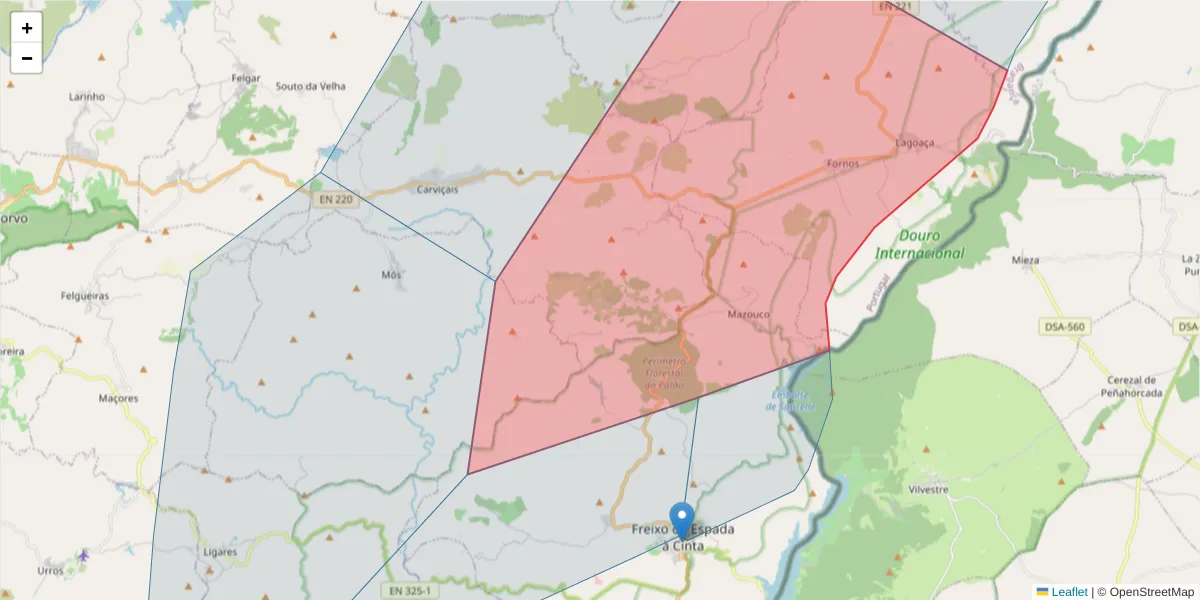 Mapa detalhado do código postal 5160-063 com limites, códigos postais vizinhos e agências dos correios
