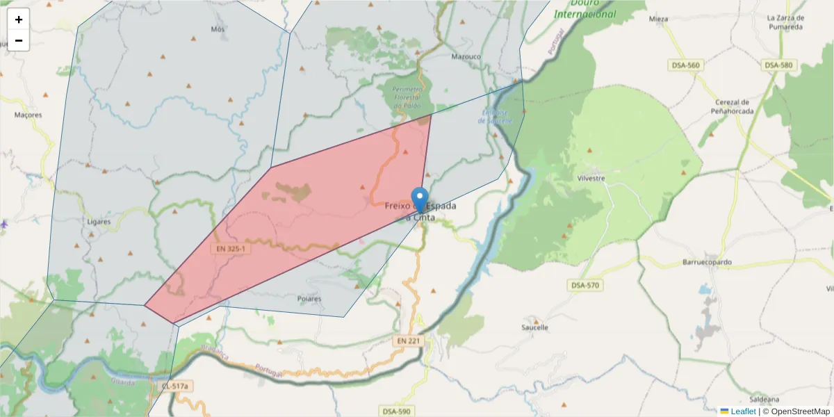 Mapa detalhado do código postal 5180-122 com limites, códigos postais vizinhos e agências dos correios