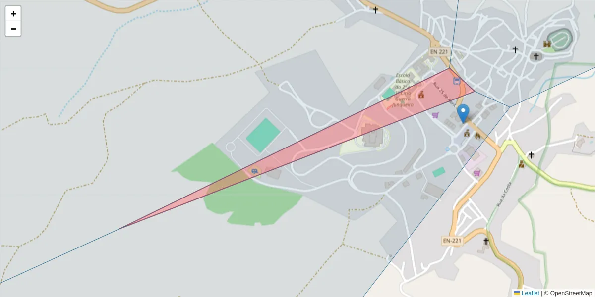 Mapa detalhado do código postal 5180-126 com limites, códigos postais vizinhos e agências dos correios