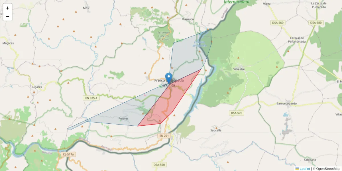 Mapa detalhado do código postal 5180-133 com limites, códigos postais vizinhos e agências dos correios