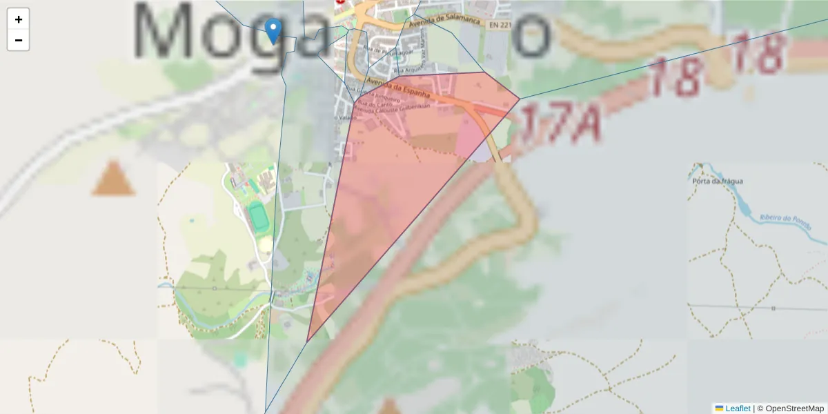 Mapa detalhado do código postal 5200 - 203 com limites, códigos postais vizinhos e agências dos correios