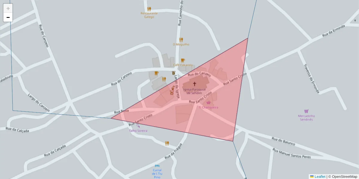 Mapa detalhado do código postal 5225-106 com limites, códigos postais vizinhos e agências dos correios