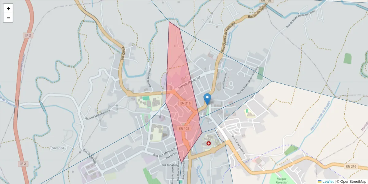 Mapa detalhado do código postal 5340-278 com limites, códigos postais vizinhos e agências dos correios