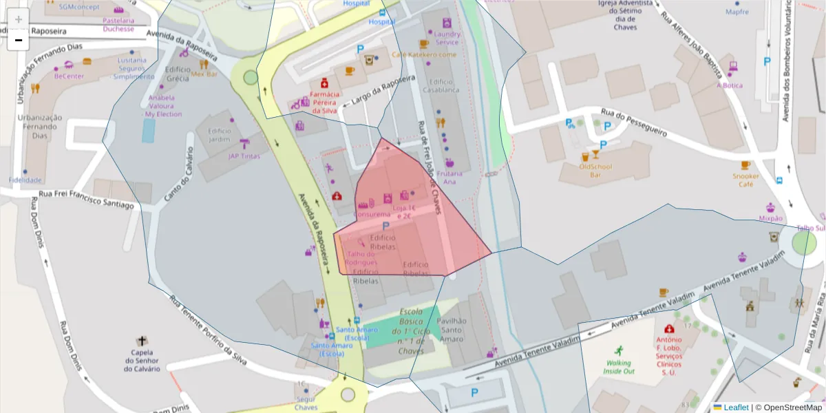 Mapa detalhado do código postal 5400-082 com limites, códigos postais vizinhos e agências dos correios