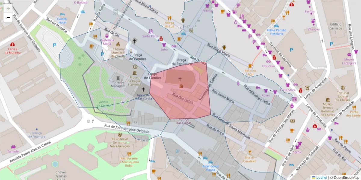 Mapa detalhado do código postal 5400-136 com limites, códigos postais vizinhos e agências dos correios