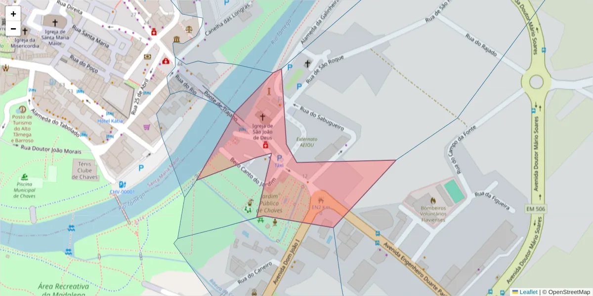 Mapa detalhado do código postal 5400-165 com limites, códigos postais vizinhos e agências dos correios