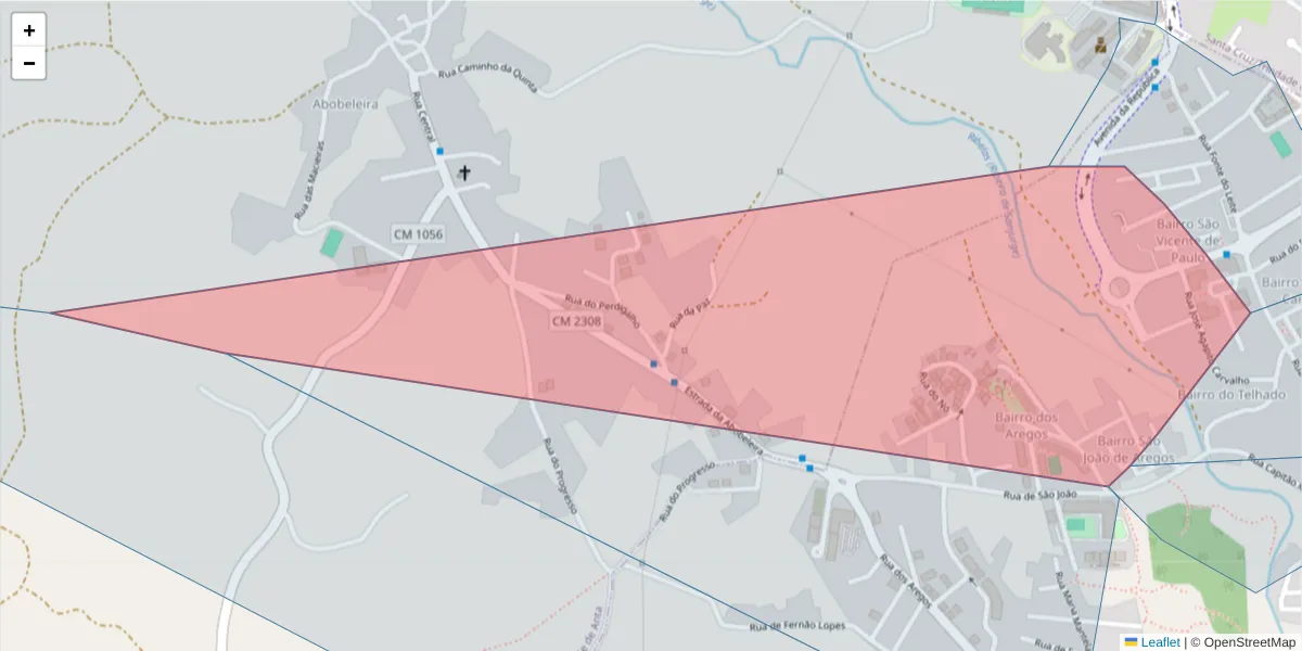 Mapa detalhado do código postal 5400-181 com limites, códigos postais vizinhos e agências dos correios