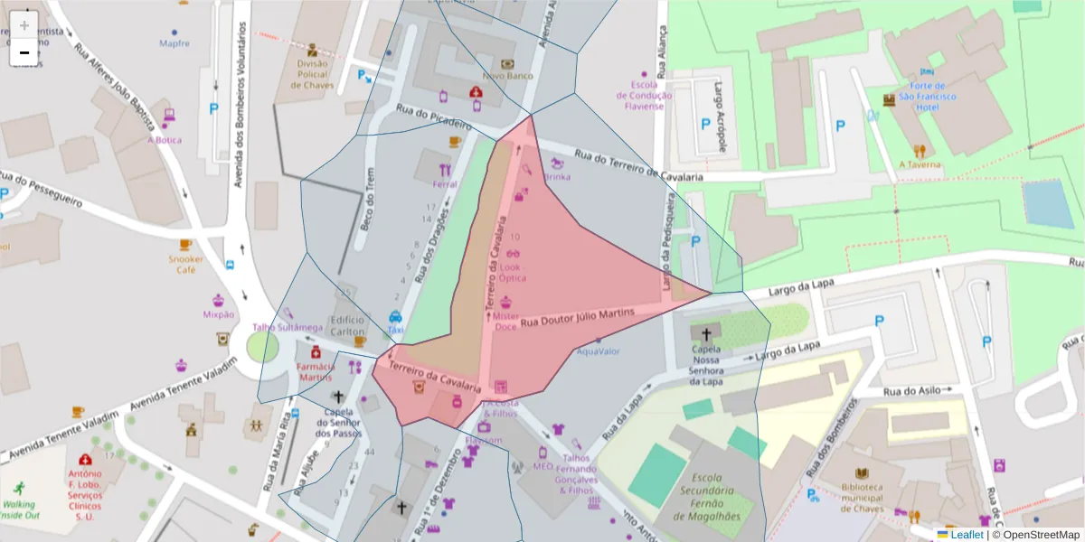 Mapa detalhado do código postal 5400-193 com limites, códigos postais vizinhos e agências dos correios