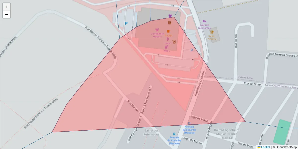 Mapa detalhado do código postal 5400-195 com limites, códigos postais vizinhos e agências dos correios