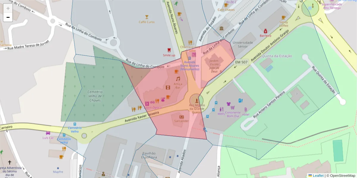 Mapa detalhado do código postal 5400-409 com limites, códigos postais vizinhos e agências dos correios