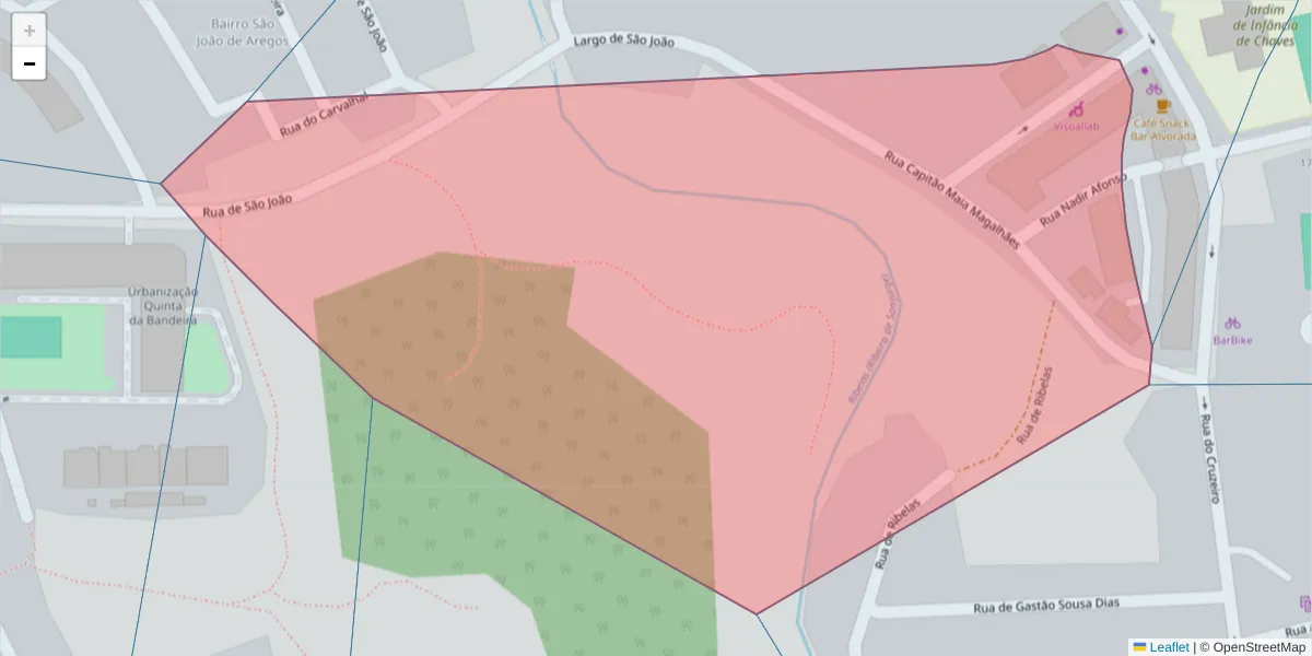 Mapa detalhado do código postal 5400-567 com limites, códigos postais vizinhos e agências dos correios