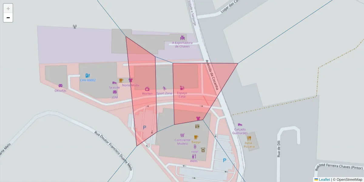 Mapa detalhado do código postal 5400-570 com limites, códigos postais vizinhos e agências dos correios