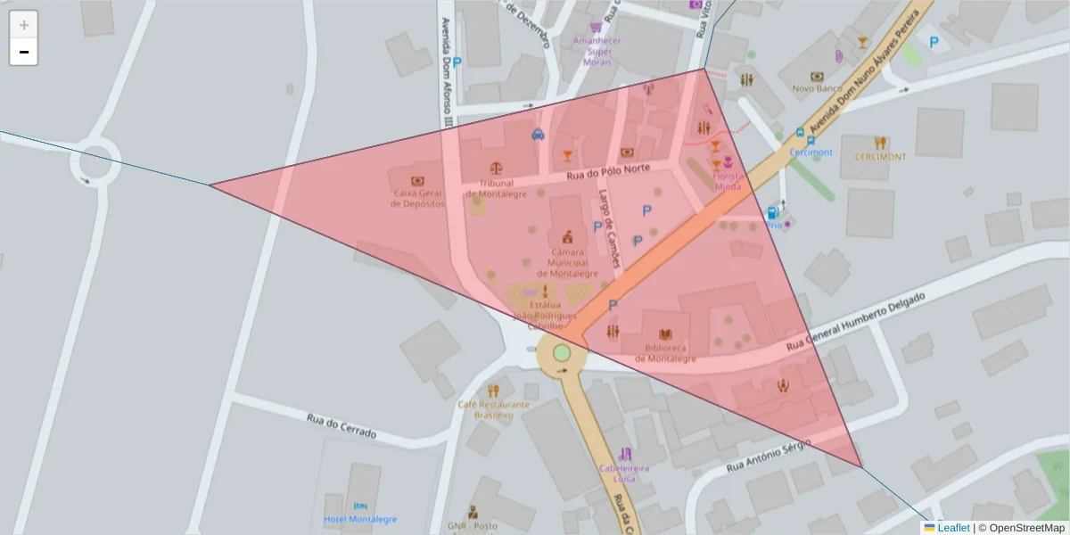 Mapa detalhado do código postal 5470-251 com limites, códigos postais vizinhos e agências dos correios