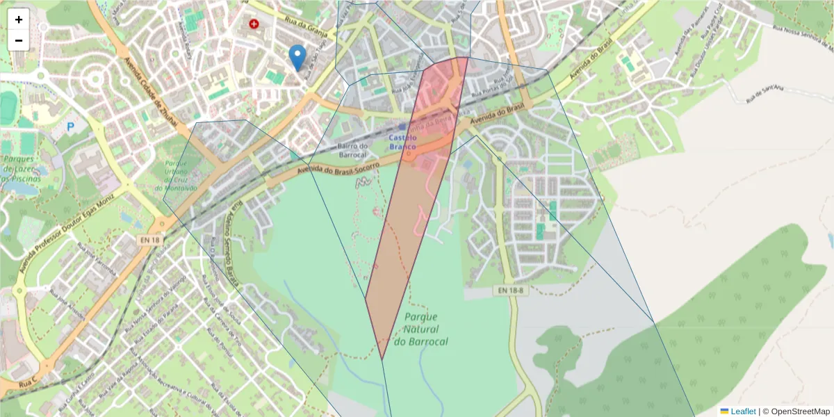 Mapa detalhado do código postal 6000-040 com limites, códigos postais vizinhos e agências dos correios