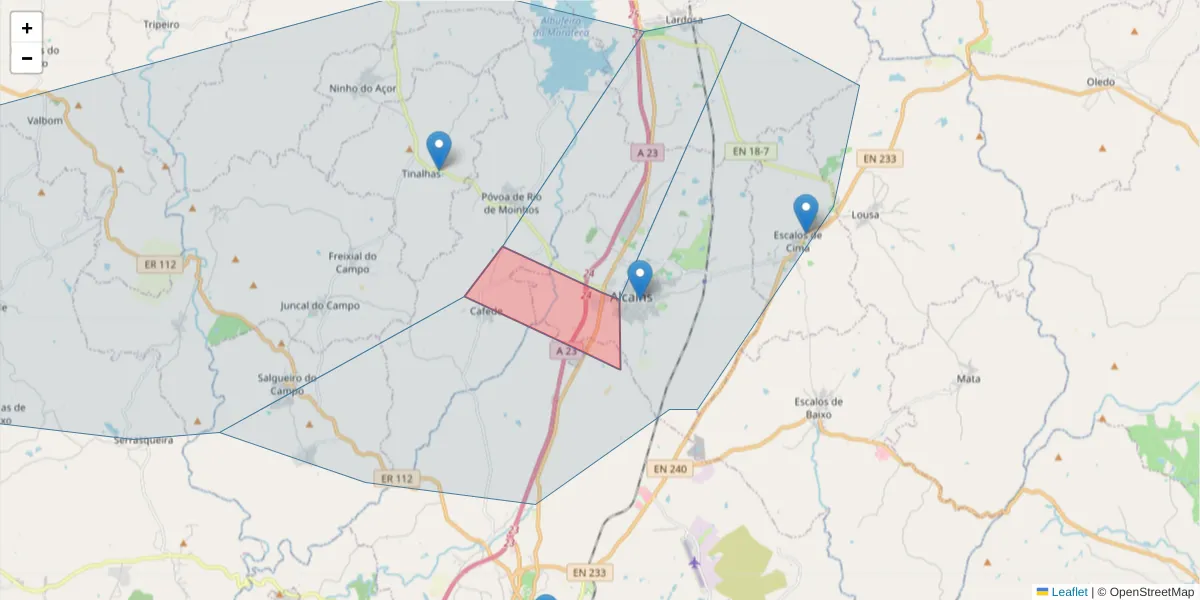 Mapa detalhado do código postal 6000-118 com limites, códigos postais vizinhos e agências dos correios