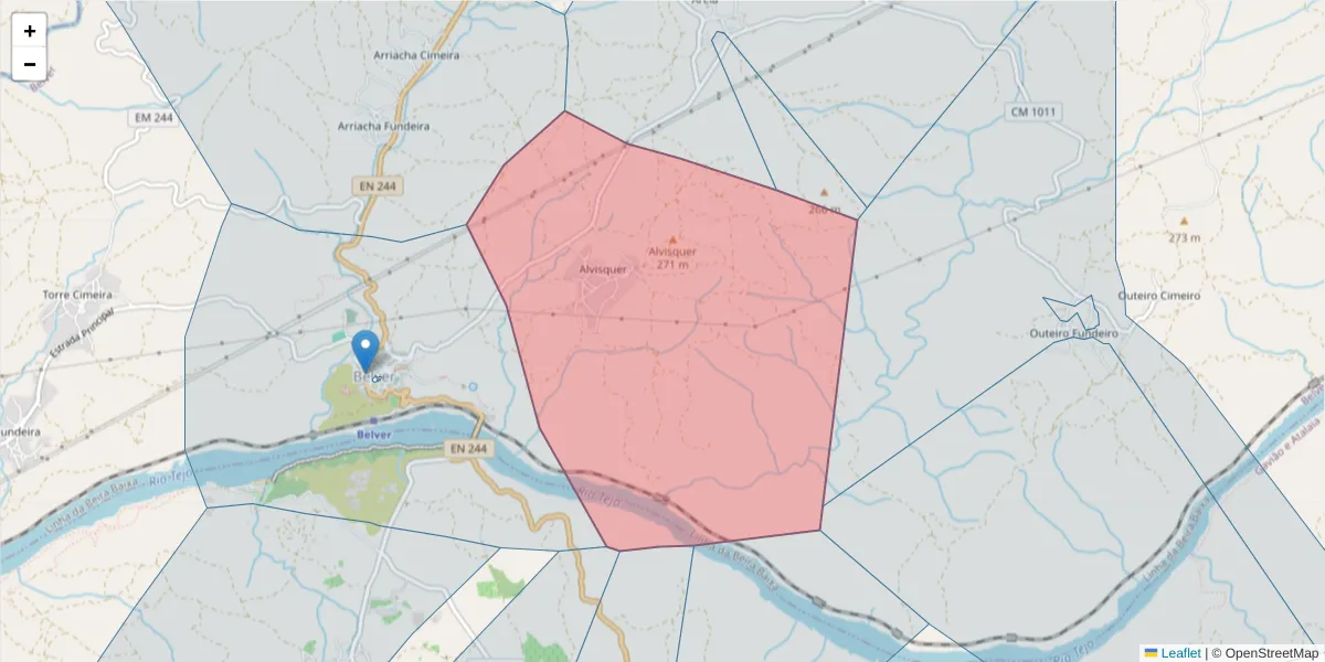 Mapa detalhado do código postal 6040-021 com limites, códigos postais vizinhos e agências dos correios