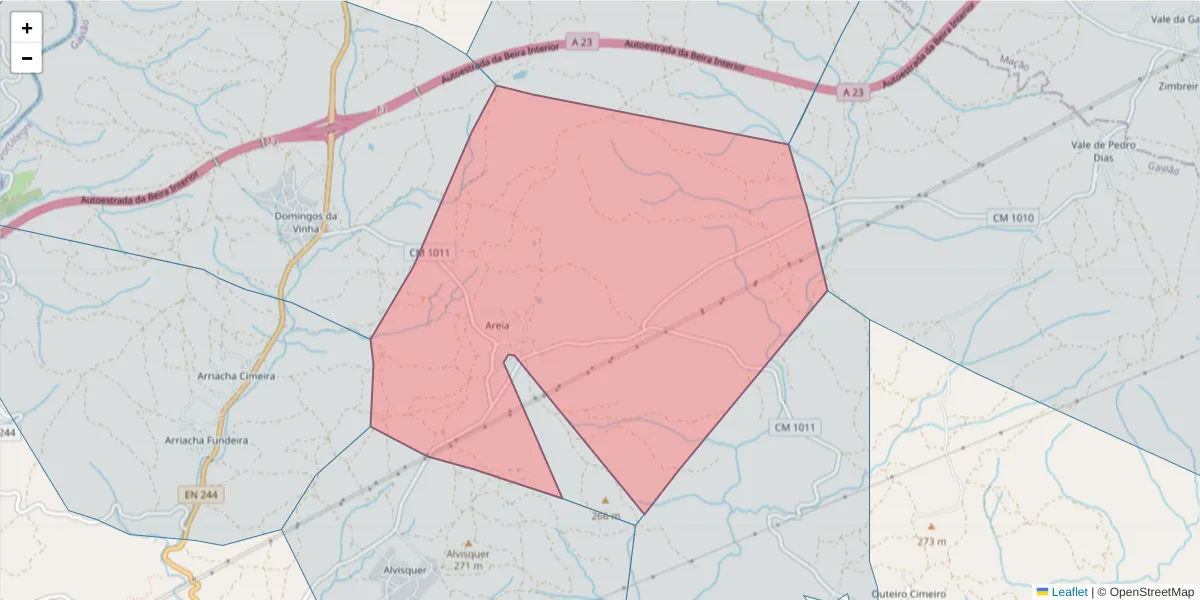 Mapa detalhado do código postal 6040-022 com limites, códigos postais vizinhos e agências dos correios