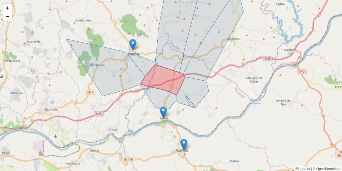 Mapa detalhado do código postal 6040-025 com limites, códigos postais vizinhos e agências dos correios