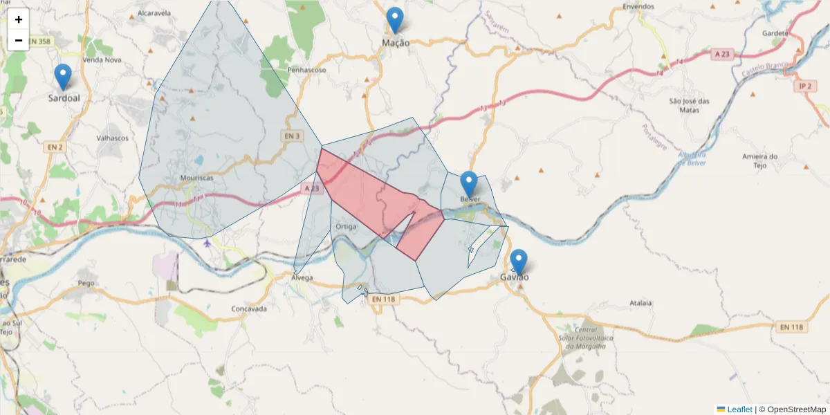 Mapa detalhado do código postal 6040-031 com limites, códigos postais vizinhos e agências dos correios