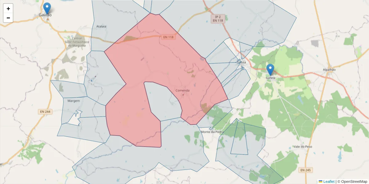Mapa detalhado do código postal 6040-041 com limites, códigos postais vizinhos e agências dos correios