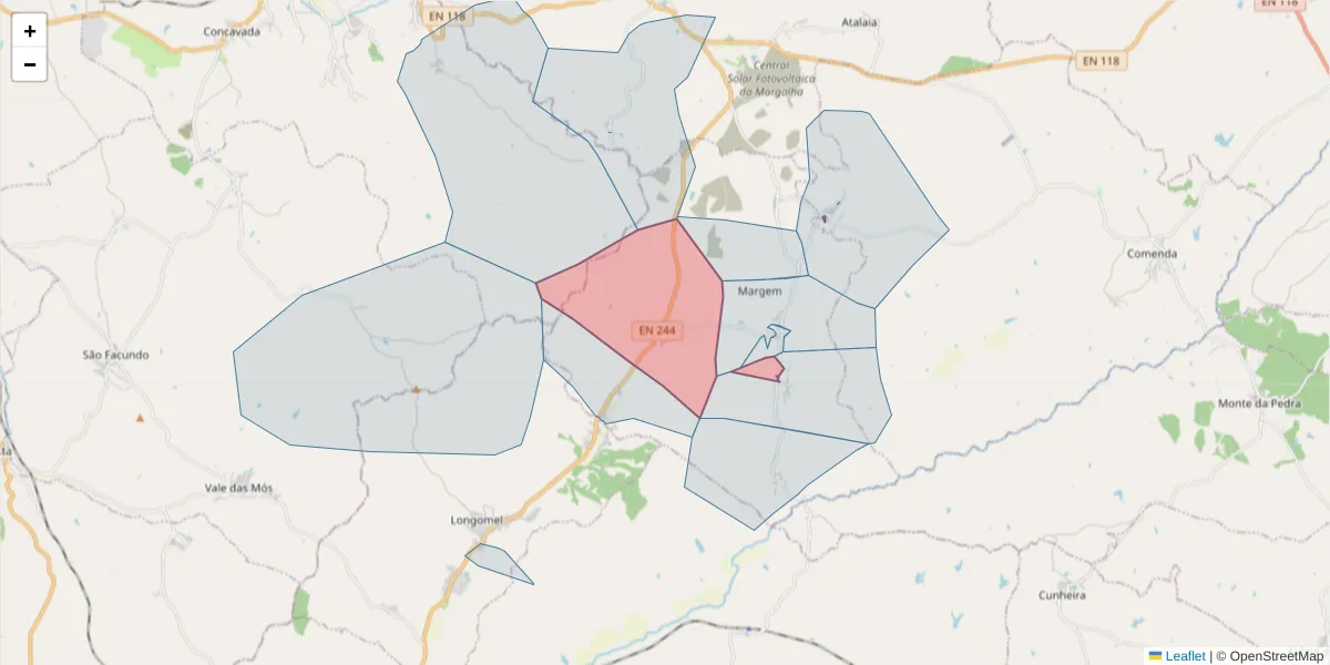 Mapa detalhado do código postal 6040-074 com limites, códigos postais vizinhos e agências dos correios