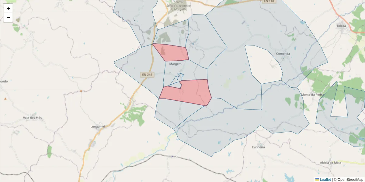 Mapa detalhado do código postal 6040-076 com limites, códigos postais vizinhos e agências dos correios