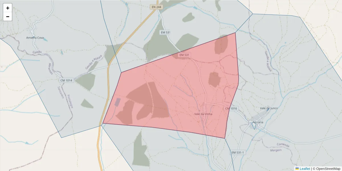 Mapa detalhado do código postal 6040-077 com limites, códigos postais vizinhos e agências dos correios