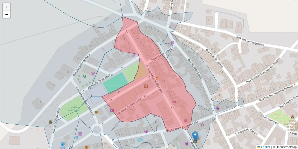 Mapa detalhado do código postal 6040-100 com limites, códigos postais vizinhos e agências dos correios