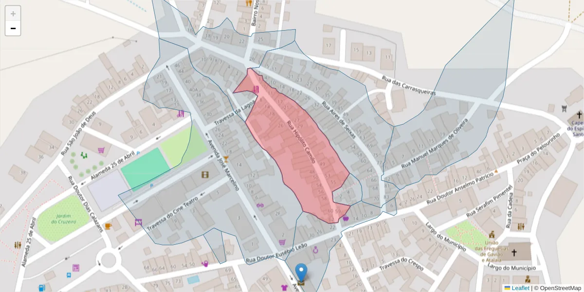 Mapa detalhado do código postal 6040-122 com limites, códigos postais vizinhos e agências dos correios