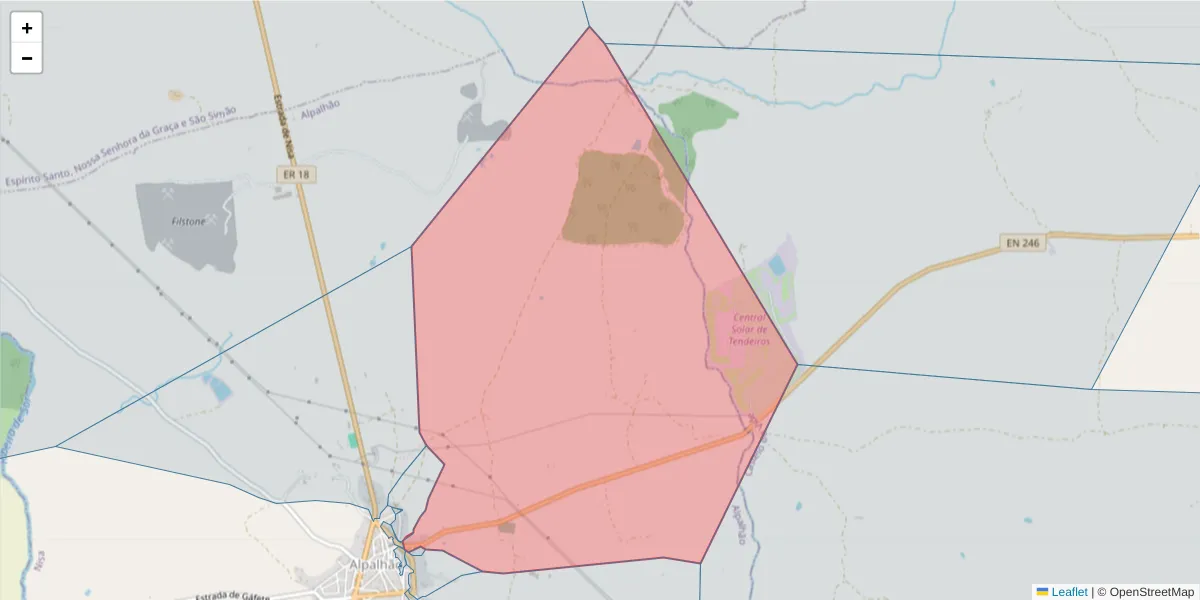 Mapa detalhado do código postal 6050-019 com limites, códigos postais vizinhos e agências dos correios
