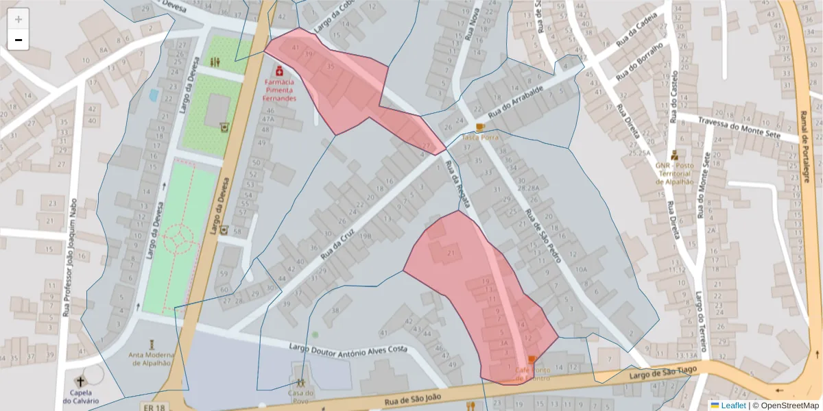 Mapa detalhado do código postal 6050-024 com limites, códigos postais vizinhos e agências dos correios