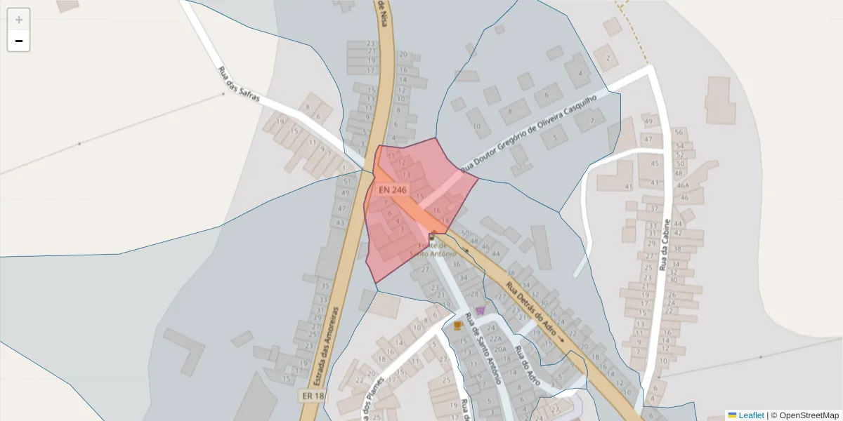 Mapa detalhado do código postal 6050-037 com limites, códigos postais vizinhos e agências dos correios