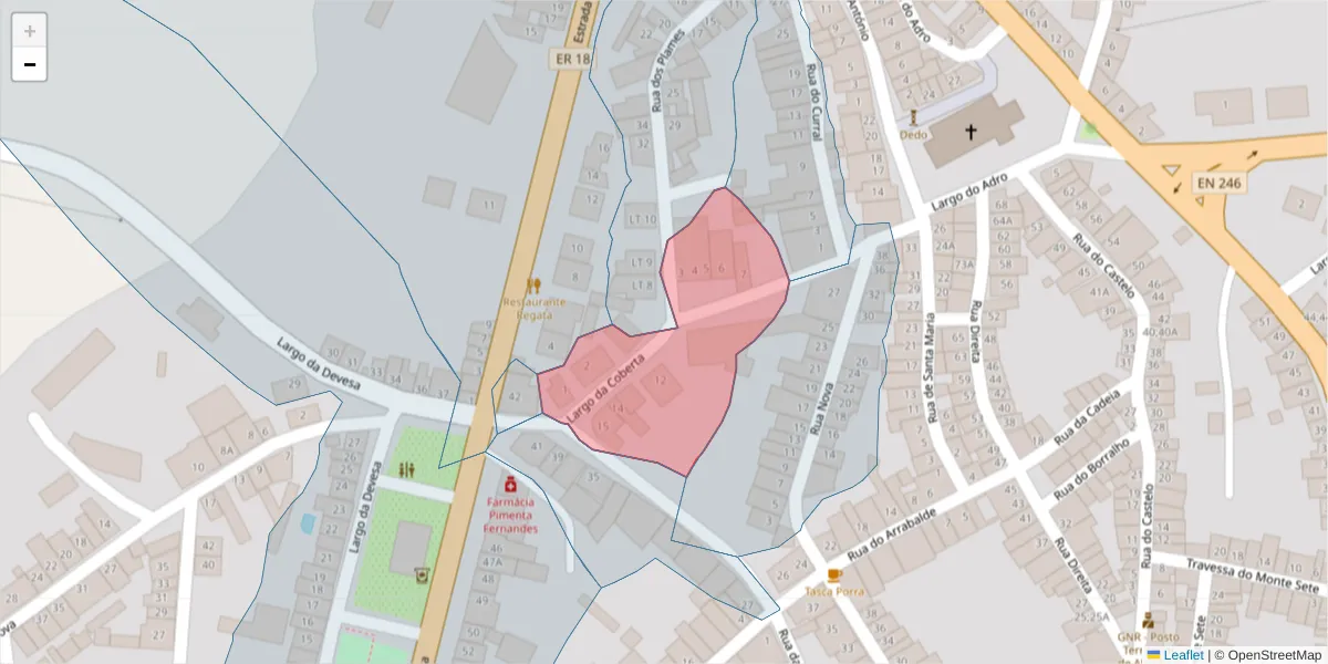 Mapa detalhado do código postal 6050-052 com limites, códigos postais vizinhos e agências dos correios