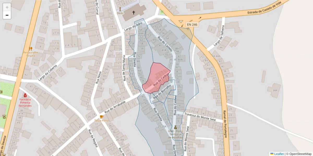 Mapa detalhado do código postal 6050-053 com limites, códigos postais vizinhos e agências dos correios