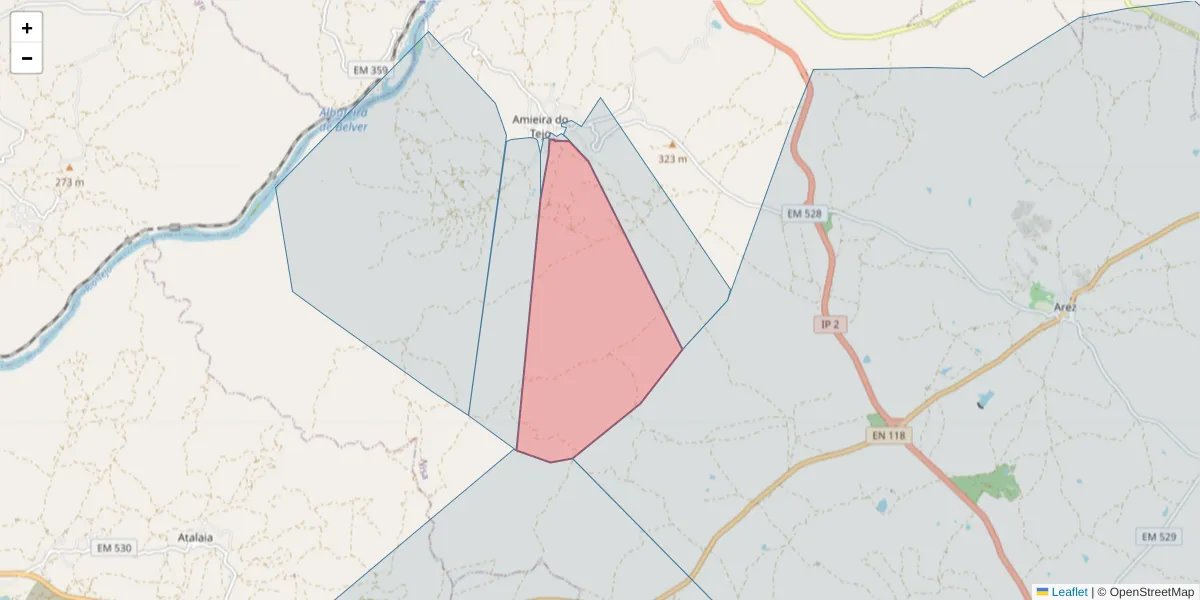 Mapa detalhado do código postal 6050-112 com limites, códigos postais vizinhos e agências dos correios