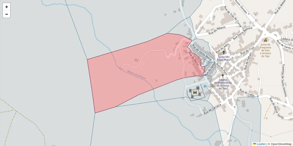 Mapa detalhado do código postal 6050-115 com limites, códigos postais vizinhos e agências dos correios