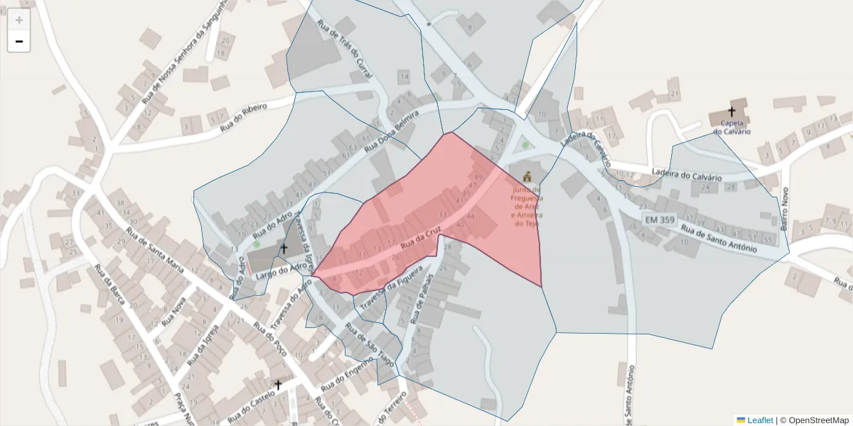 Mapa detalhado do código postal 6050-124 com limites, códigos postais vizinhos e agências dos correios