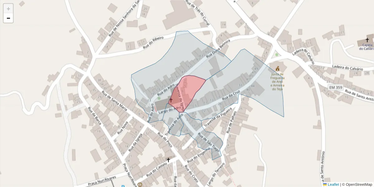 Mapa detalhado do código postal 6050-125 com limites, códigos postais vizinhos e agências dos correios