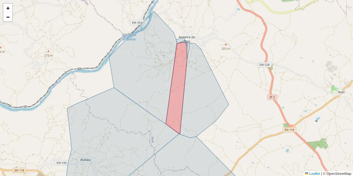Mapa detalhado do código postal 6050-135 com limites, códigos postais vizinhos e agências dos correios