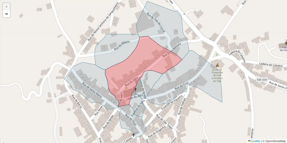 Mapa detalhado do código postal 6050-140 com limites, códigos postais vizinhos e agências dos correios