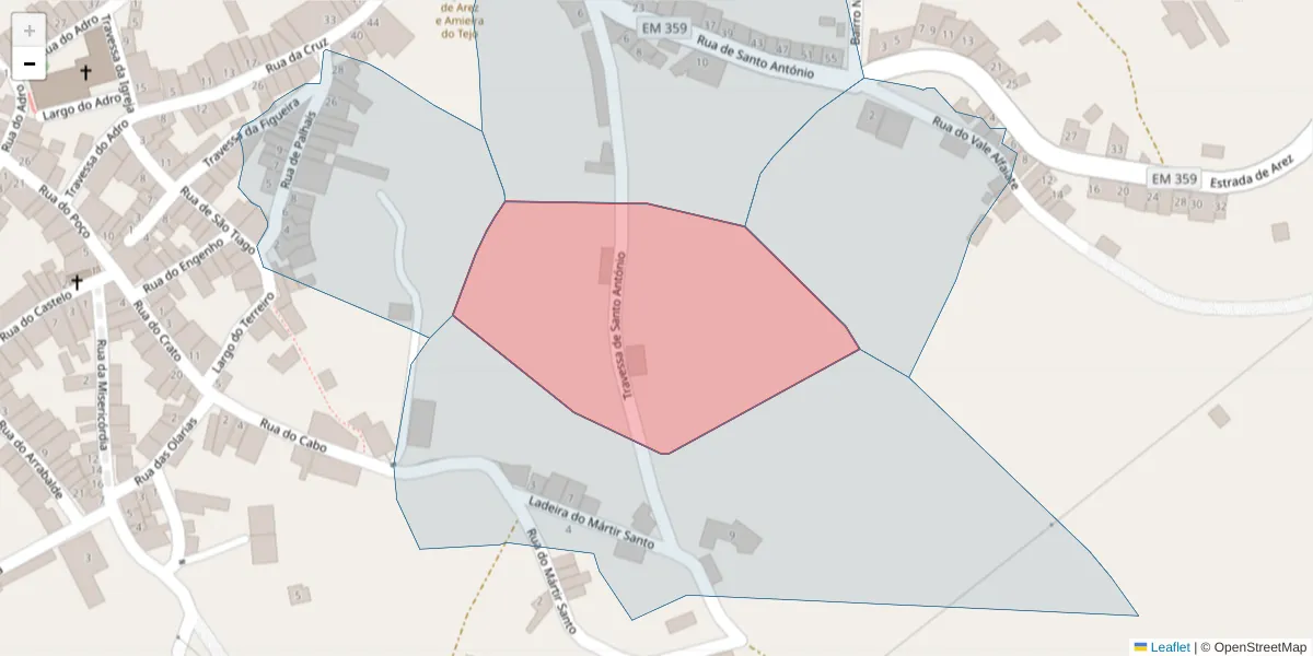 Mapa detalhado do código postal 6050-142 com limites, códigos postais vizinhos e agências dos correios