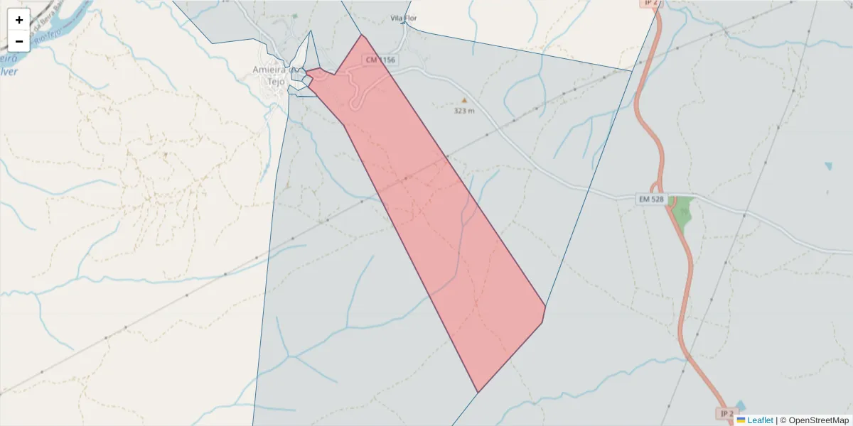 Mapa detalhado do código postal 6050-143 com limites, códigos postais vizinhos e agências dos correios
