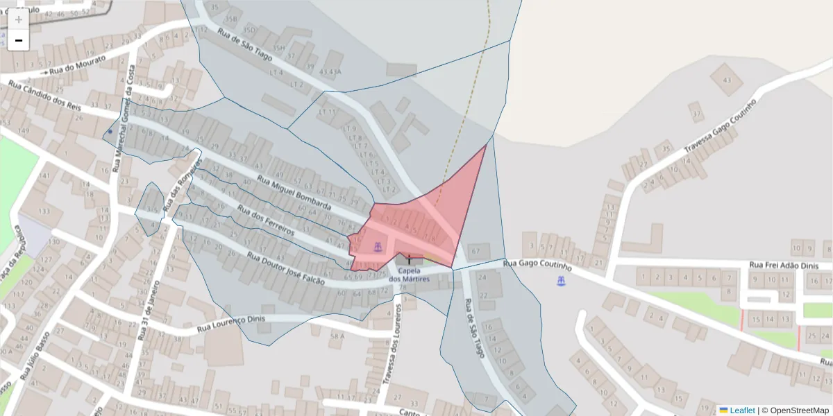 Mapa detalhado do código postal 6050-319 com limites, códigos postais vizinhos e agências dos correios