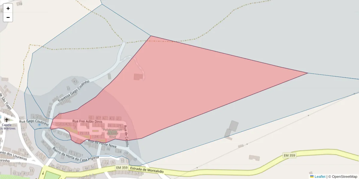 Mapa detalhado do código postal 6050-324 com limites, códigos postais vizinhos e agências dos correios